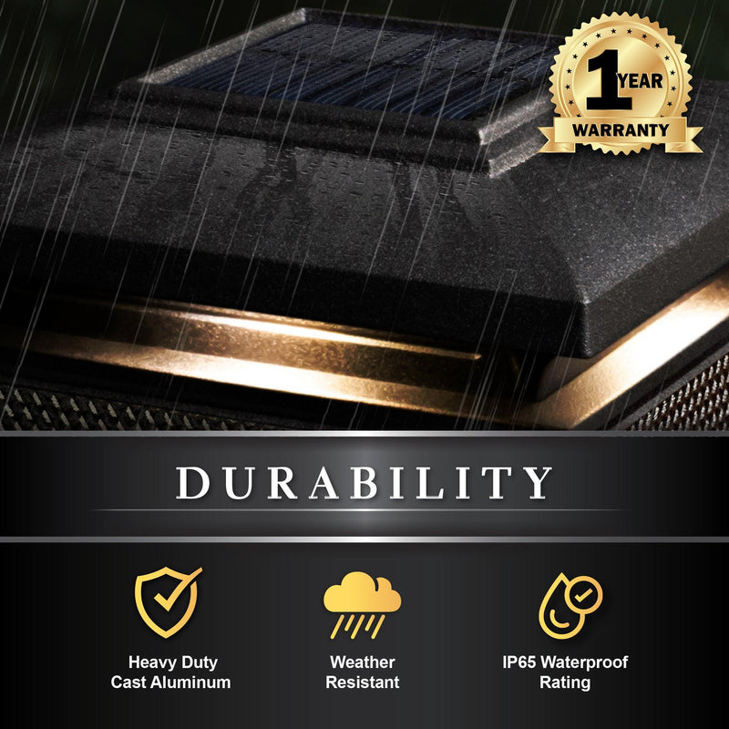 Classy Caps Lumineer 4" x 4" Black Aluminum Powder Coated Smart Solar Post Cap