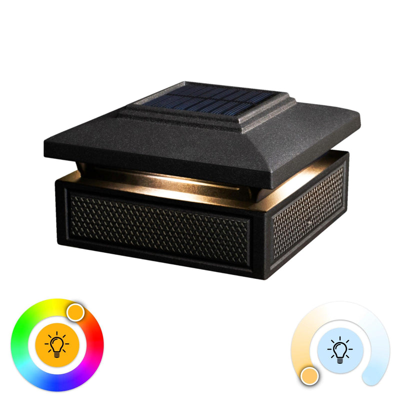 Classy Caps Lumineer 4" x 4" Black Aluminum Powder Coated Smart Solar Post Cap