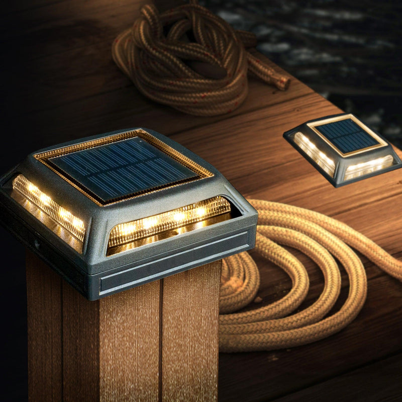 Classy Caps Muskoka 4" x 4" Black Universal Solar Dock, Deck & Post Cap Light