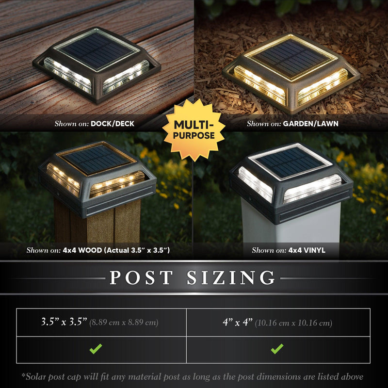 Classy Caps Muskoka 4" x 4" Black Universal Solar Dock, Deck & Post Cap Light