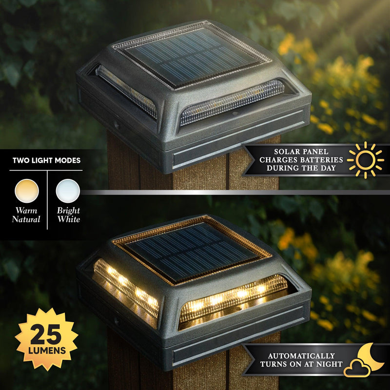 Classy Caps Muskoka 4" x 4" Black Universal Solar Dock, Deck & Post Cap Light