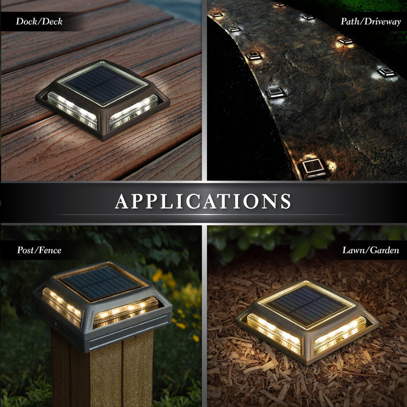 Classy Caps Muskoka 4" x 4" Black Universal Solar Dock, Deck & Post Cap Light