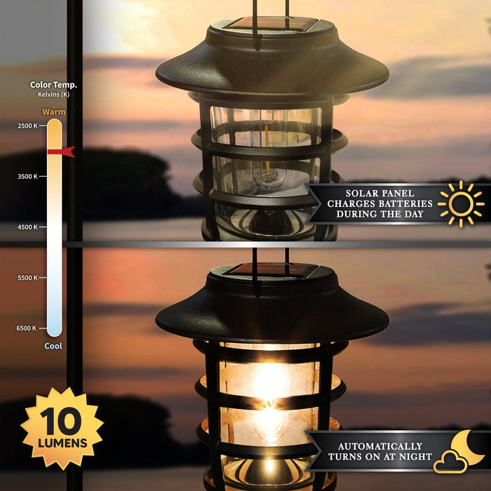 Classy Caps Nottingham Black Aluminum Solar Hanging Coach Light