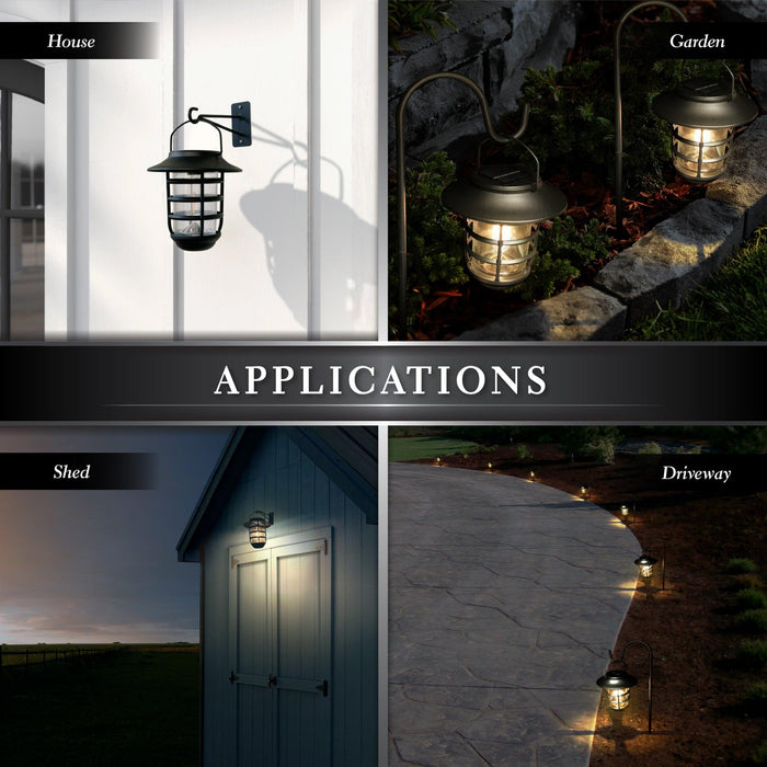 Classy Caps Nottingham Black Aluminum Solar Hanging Coach Light