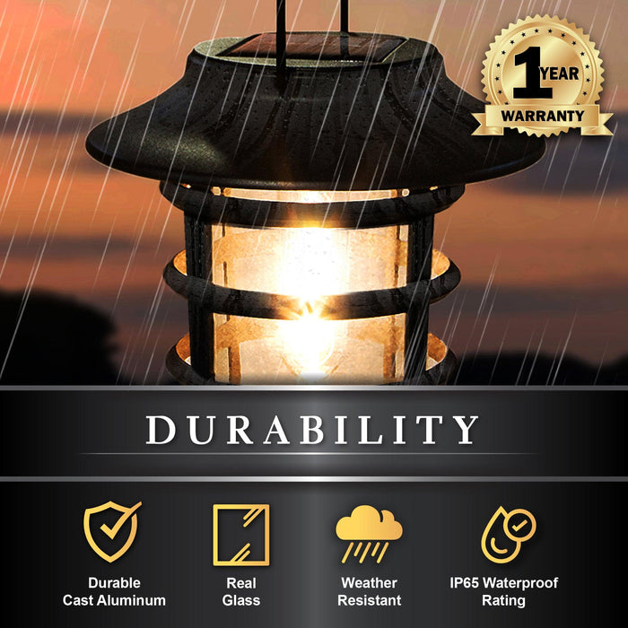 Classy Caps Nottingham Black Aluminum Solar Hanging Coach Light