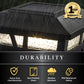 Classy Caps Oxford 6" x 6" Black Aluminum Powder Coat Solar Post Cap With Decorative Lens