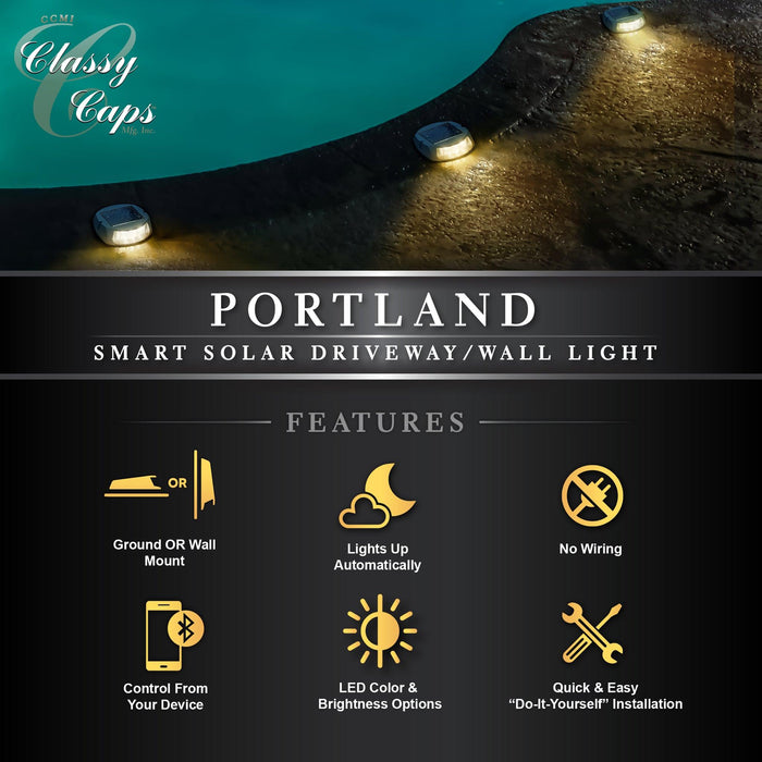 Classy Caps Portland Gray Smart Solar Driveway/Wall Light