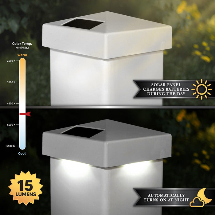 Classy Caps Pyramid 4" x 4" White Vinyl Solar Post Cap