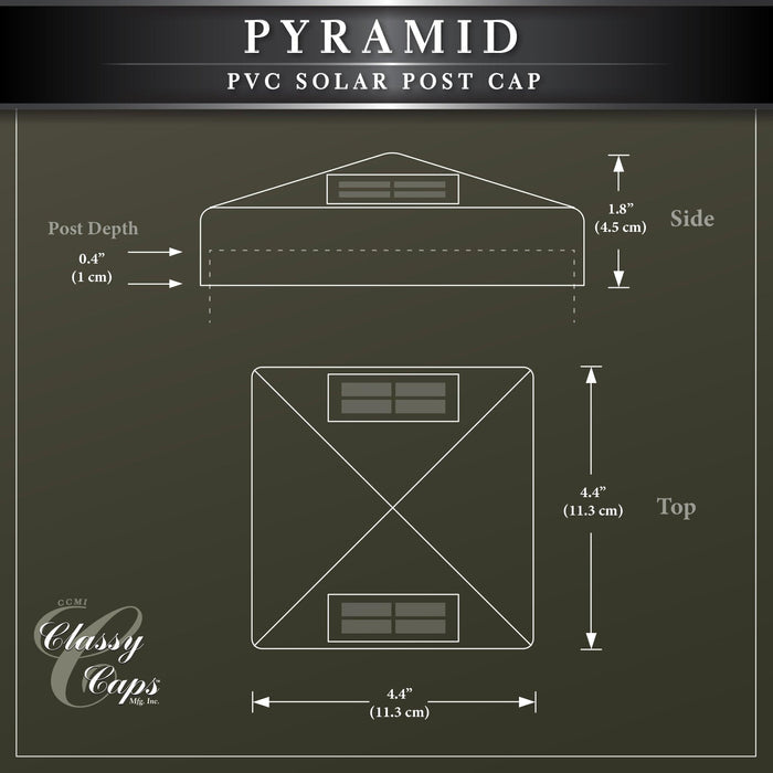 Classy Caps Pyramid 4" x 4" White Vinyl Solar Post Cap