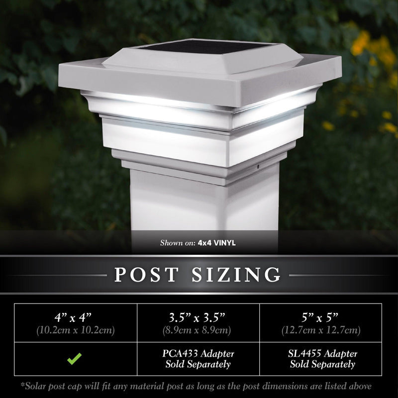 Classy Caps Regal 4" x 4" White PVC Solar Post Cap