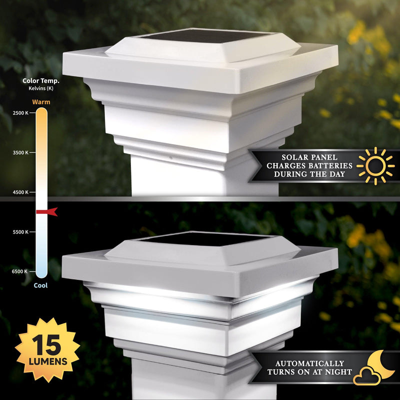 Classy Caps Regal 4" x 4" White PVC Solar Post Cap