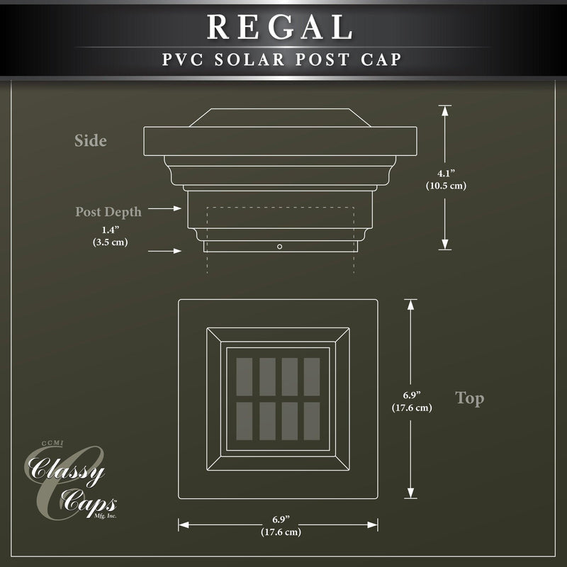 Classy Caps Regal 4" x 4" White PVC Solar Post Cap