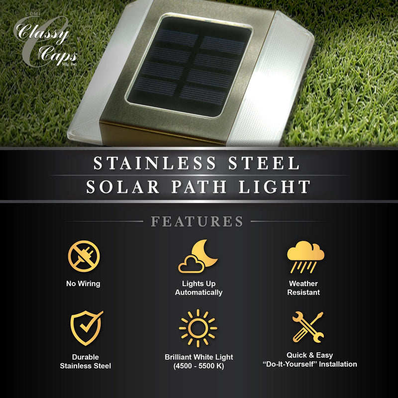 Classy Caps Stainless Steel Solar Path Light