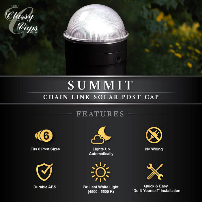 Classy Caps Summit Black Chainlink ABS Solar Post Cap