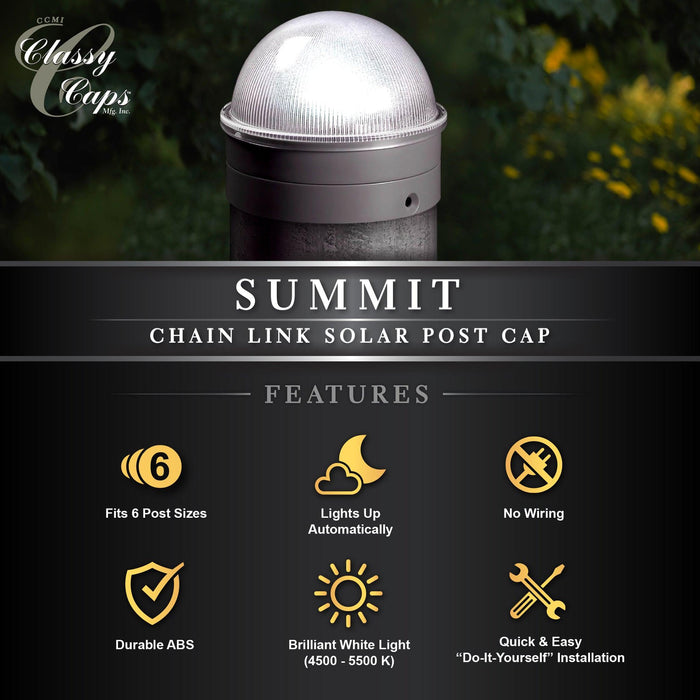 Classy Caps Summit Silver Chainlink ABS Solar Post Cap