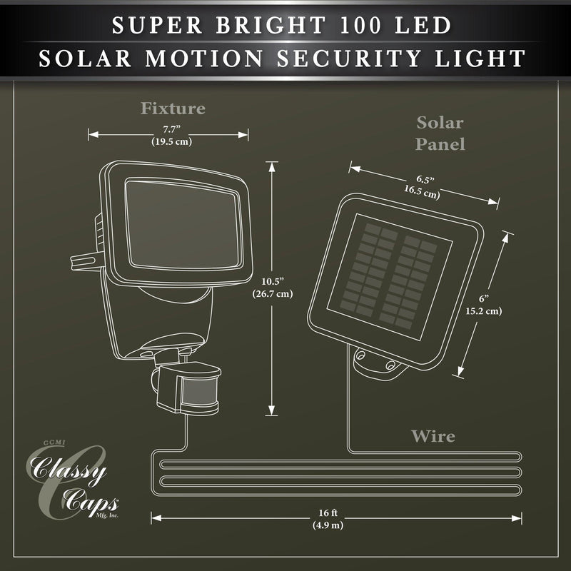 Classy Caps White ABS Super Bright 100 LED Solar Motion Security Light