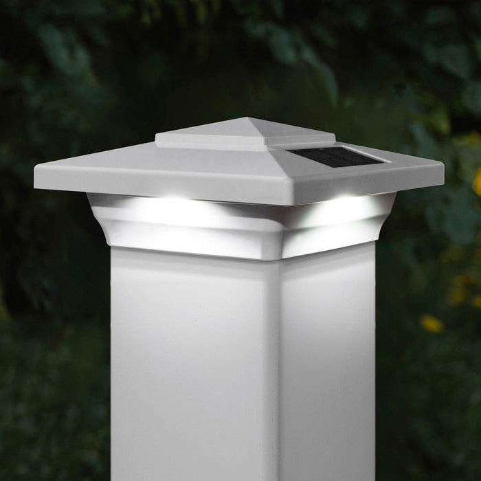 Classy Caps Windsor 4" x 4" White PVC Solar Post Cap