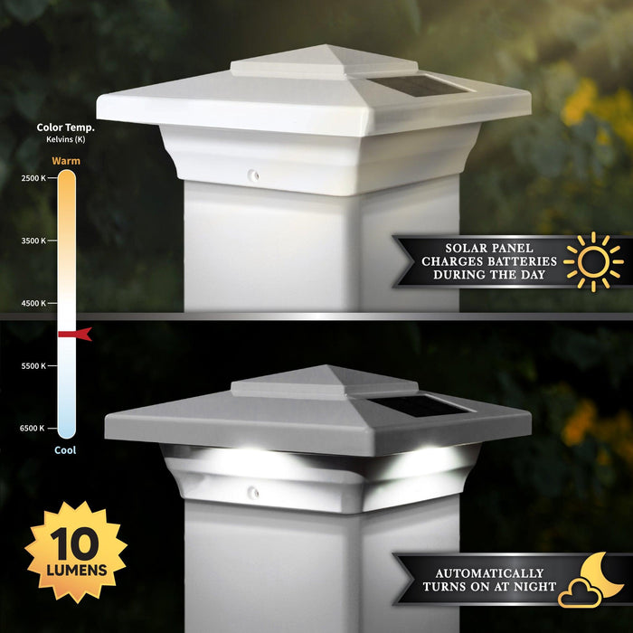 Classy Caps Windsor 4" x 4" White PVC Solar Post Cap