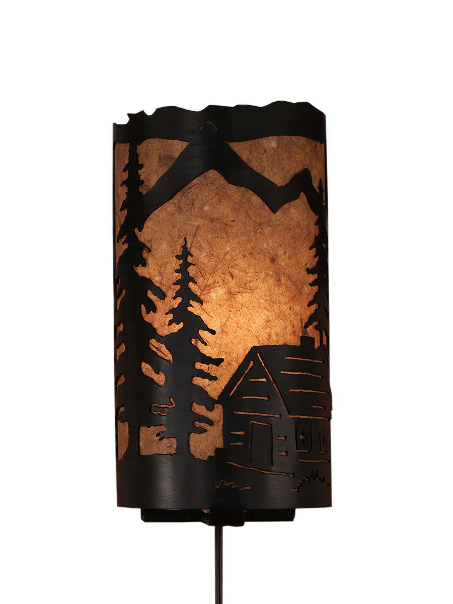 Coast Lamp Manufacturing 13"H Cabin Scene Panel Wall Sconce
