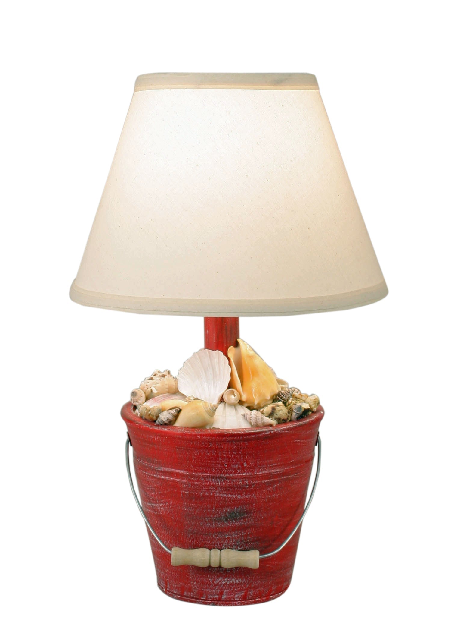Coast Lamp Manufacturing 18"H Cottage Classic Red Mini Bucket Of Shells Accent Lamp