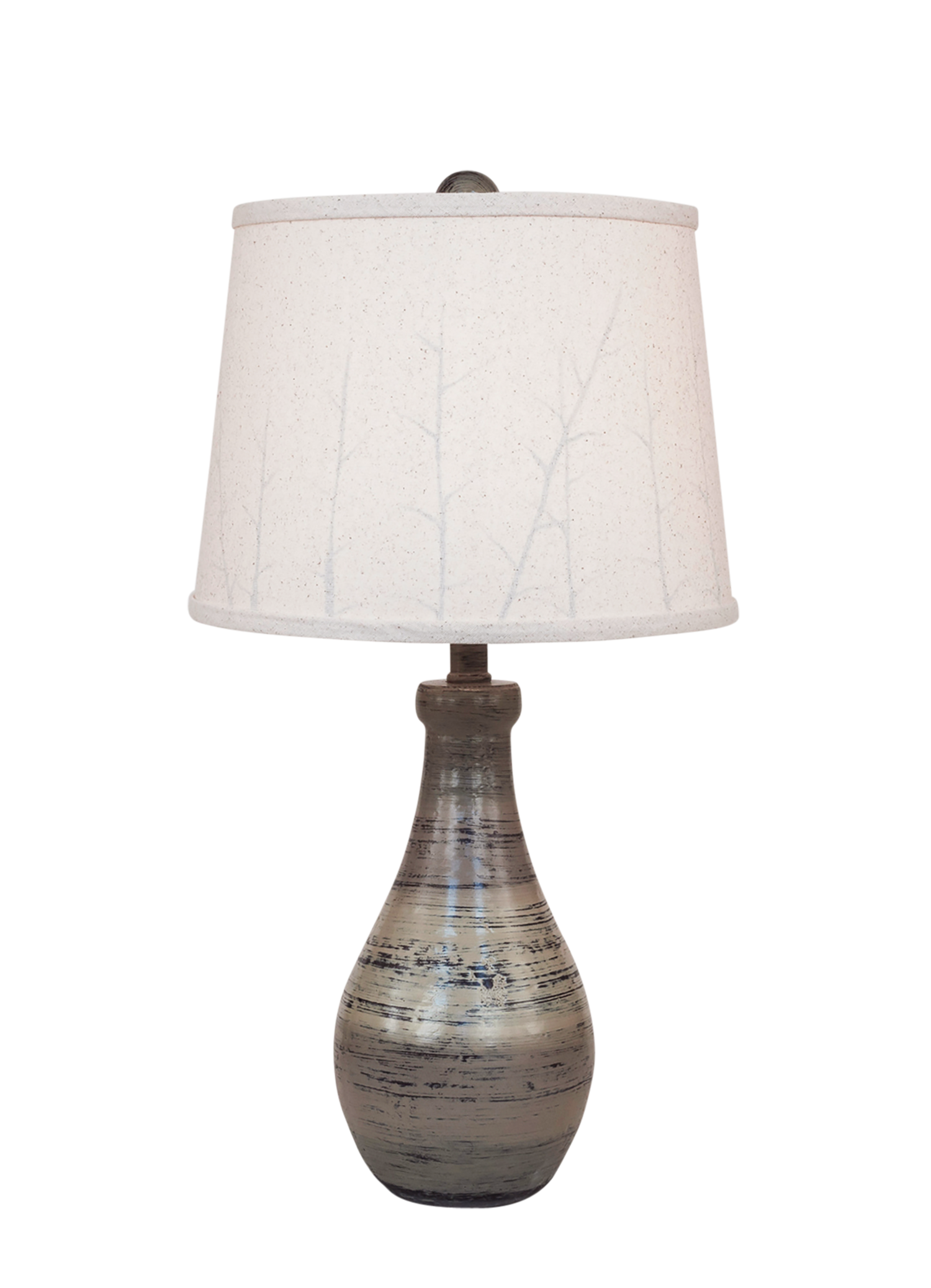Coast Lamp Manufacturing 18"H Earthstone Eggplant Clay Jug Table Lamp With Branches Shade