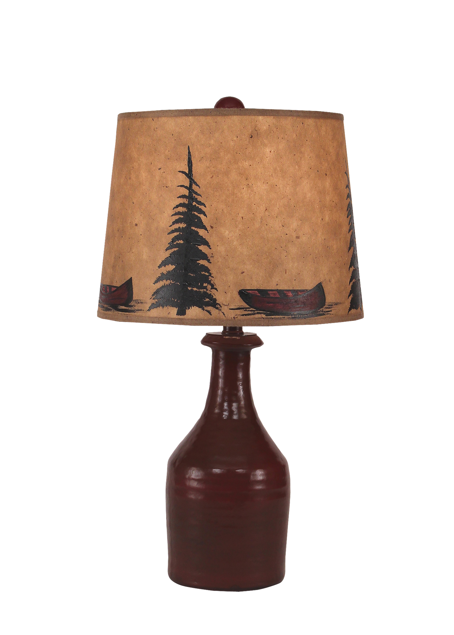 Coast Lamp Manufacturing 18"H Small Clay Jug Accent Table Lamp With Tree And Canoe Shade