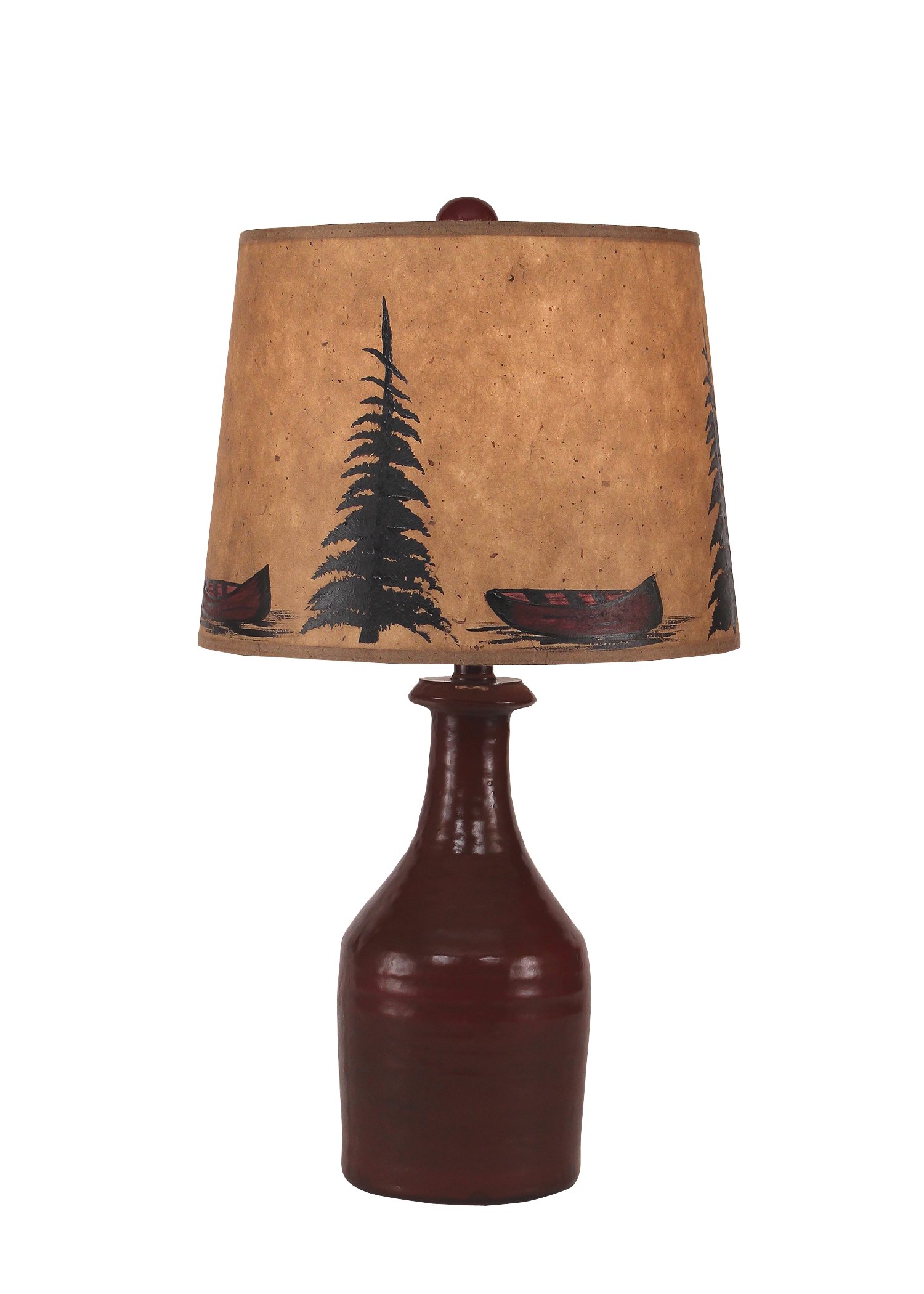 Coast Lamp Manufacturing 18"H Small Clay Jug Accent Table Lamp With Tree And Canoe Shade