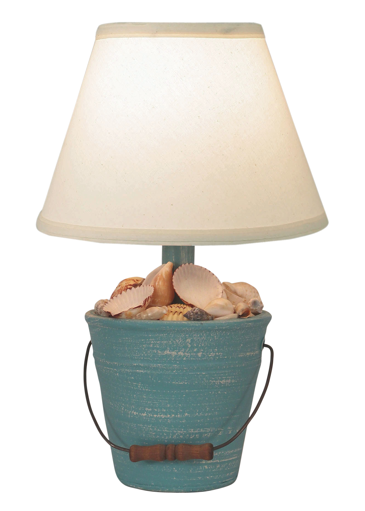 Coast Lamp Manufacturing 18"H Weathered Turquoise Sea Mini Bucket Of Shells Accent Lamp