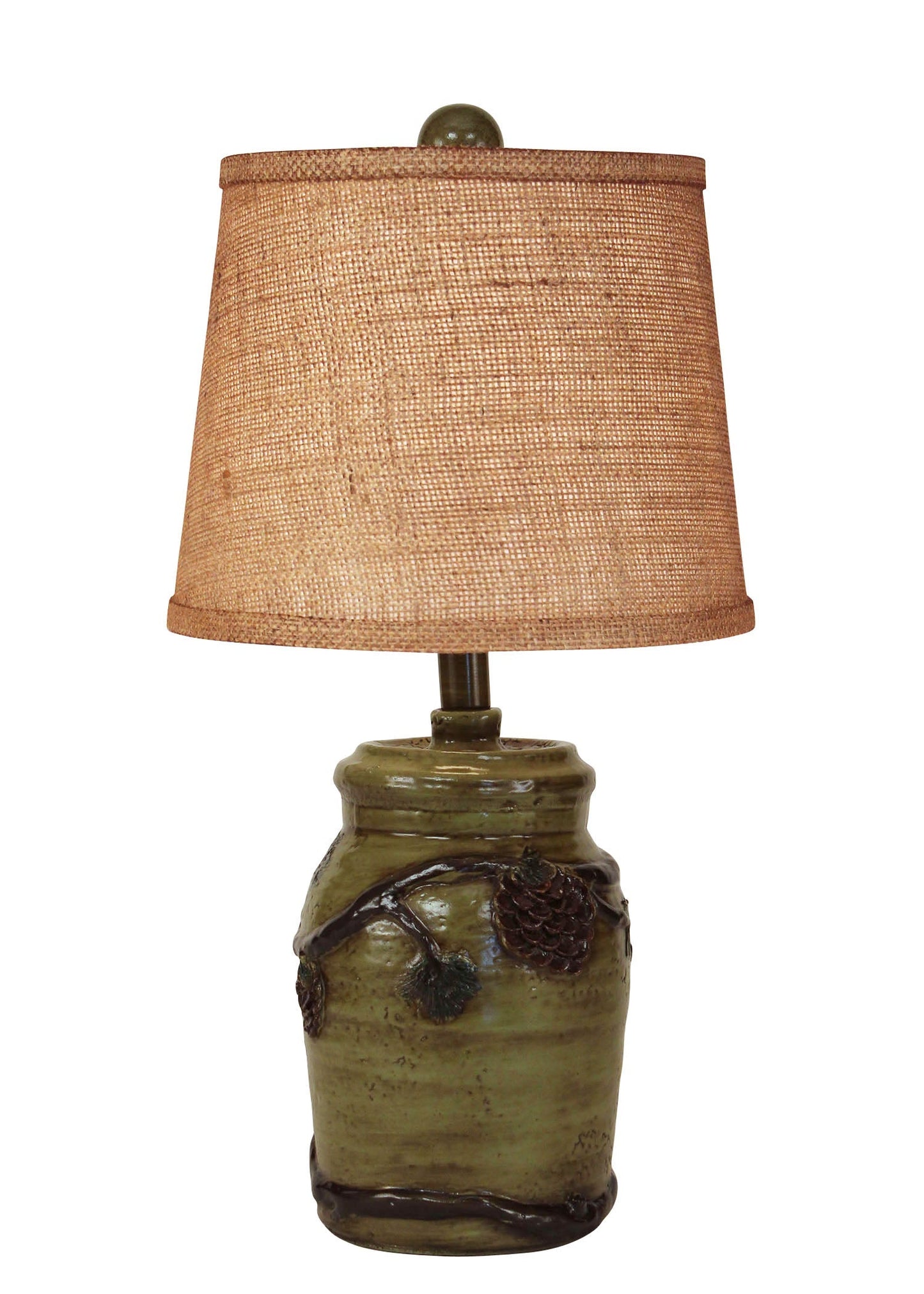 Coast Lamp Manufacturing 20"H Forest Mini Pinecone Accent Lamp With Burlap Shade