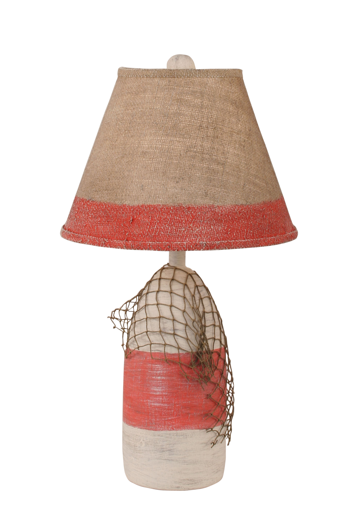 Coast Lamp Manufacturing 22"H Cottage Classic Red Small Bouy With Net Accent Table Lamp