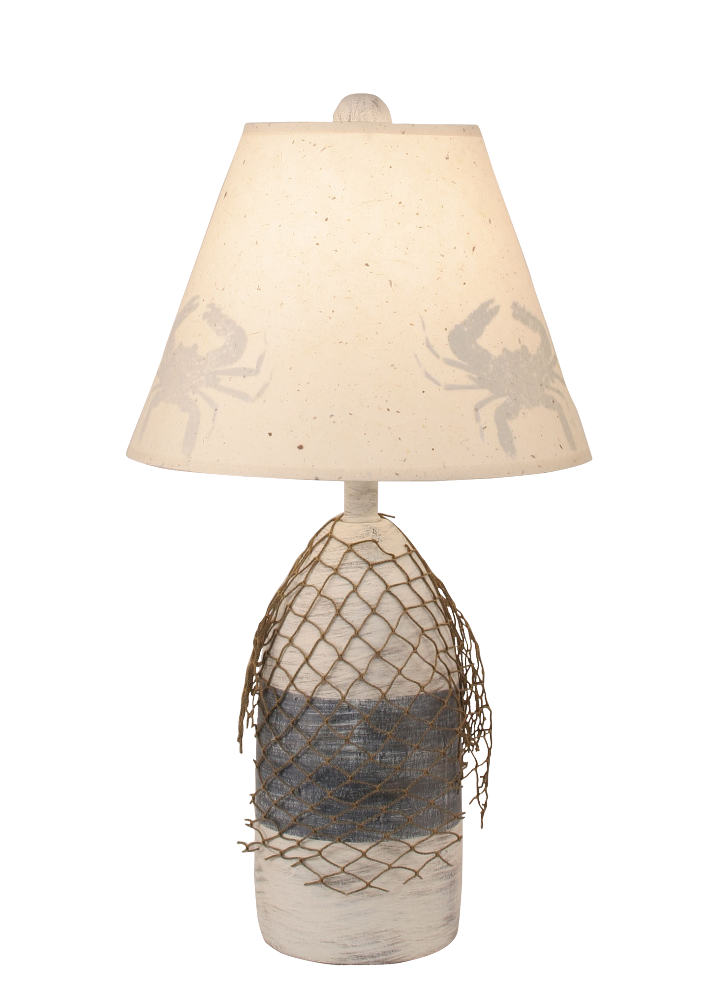 Coast Lamp Manufacturing 22"H Cottage Navy Small Bouy Table Lamp With Net Accent & Crab Shade