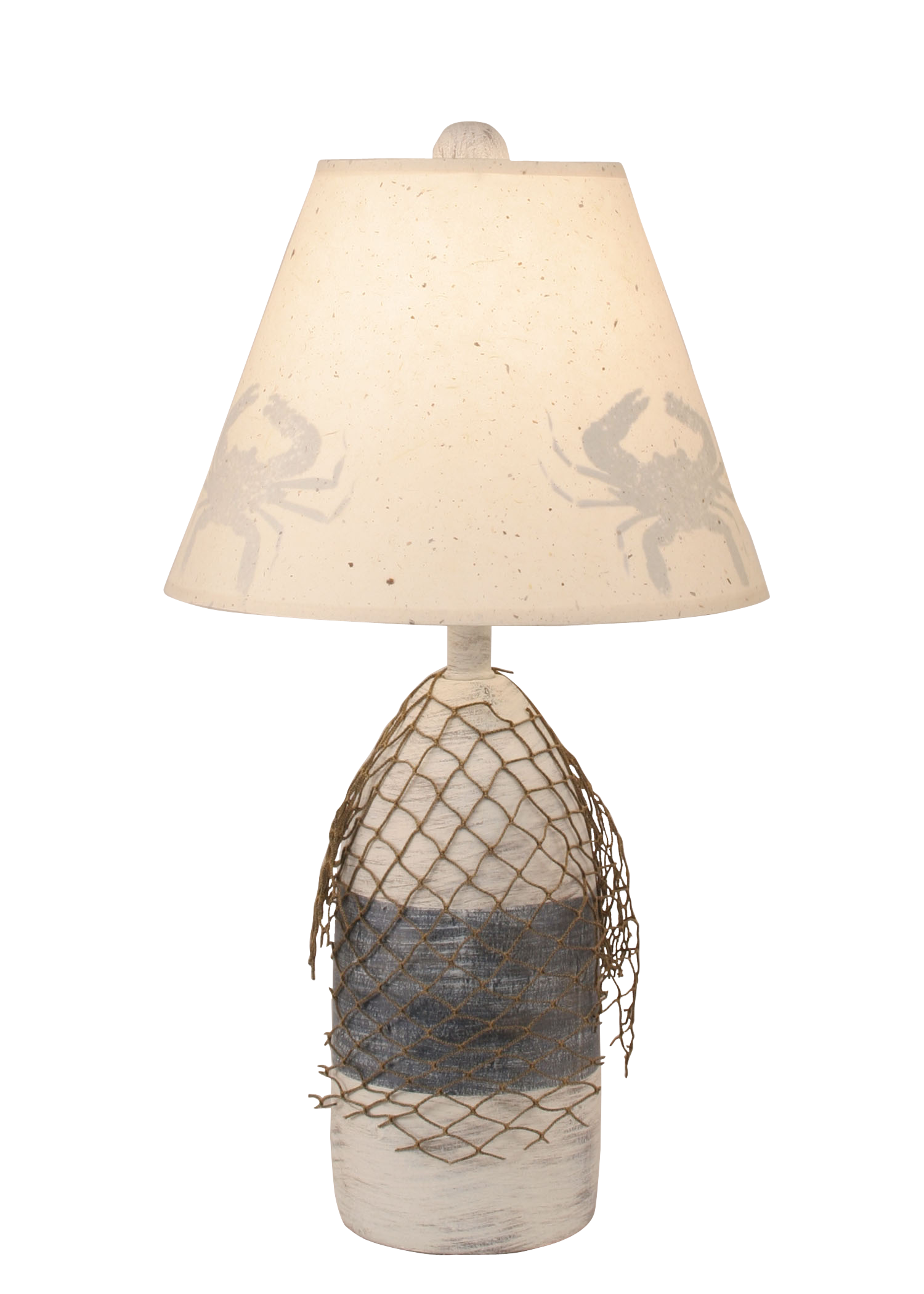 Coast Lamp Manufacturing 22"H Cottage Navy Small Bouy Table Lamp With Net Accent & Crab Shade