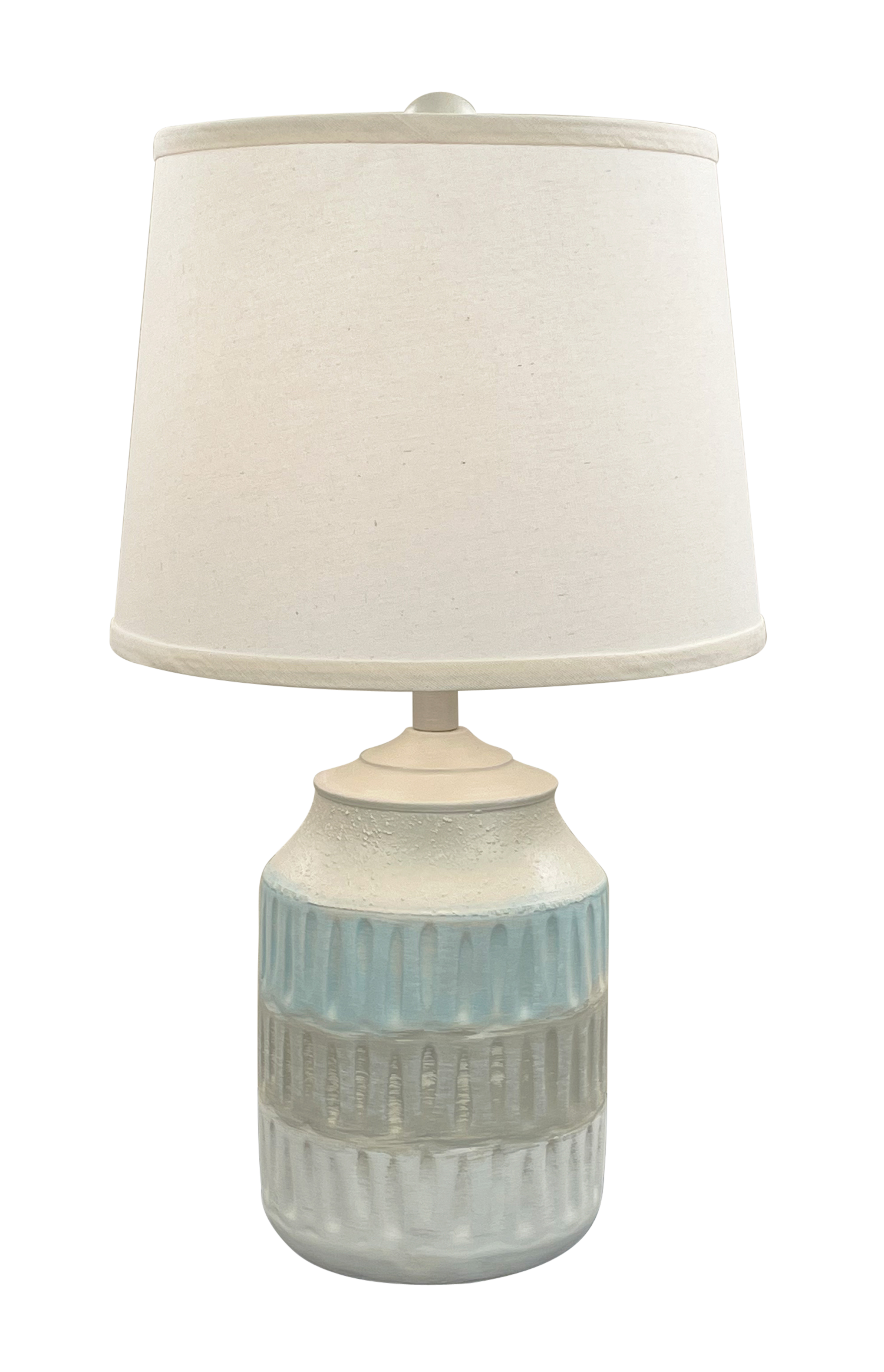 Coast Lamp Manufacturing 22"H Weathered Cottage Beachside Stripe Accent Table Lamp Pot With Oval Indentions