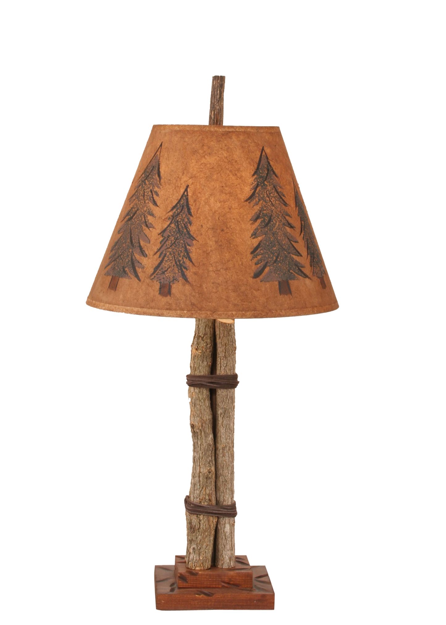 Coast Lamp Manufacturing 24"H Twig And Leather Accent Table Lamp With Pine Tree Shade