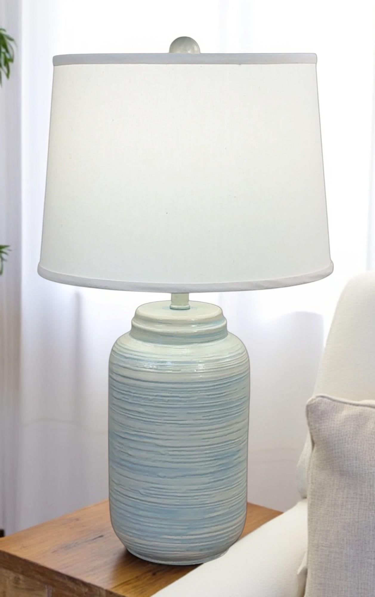 Coast Lamp Manufacturing 25" Cottage/Seaside Villa Glaze Small Ribbed Ginger Jar Table Lamp