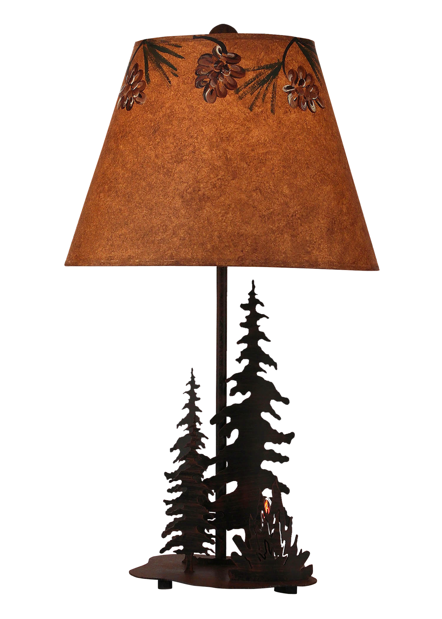 Coast Lamp Manufacturing 26"H Burnt Sienna 2 Tree And Campfire Accent Table Lamp With Night Light