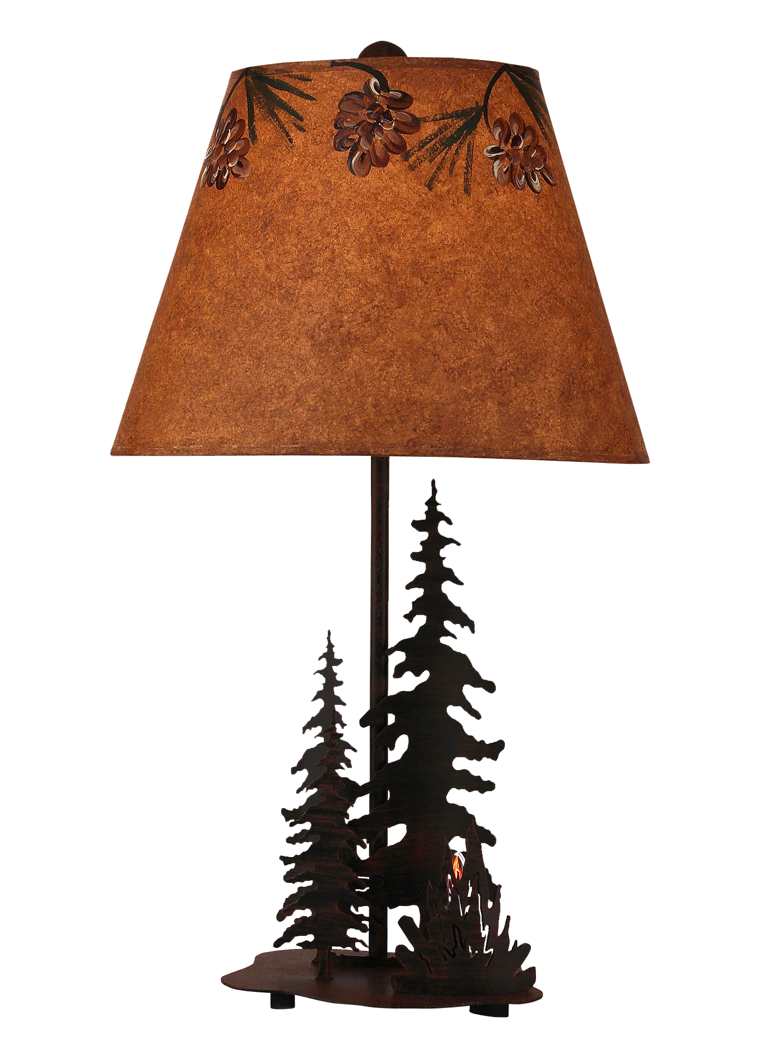 Coast Lamp Manufacturing 26"H Burnt Sienna 2 Tree And Campfire Accent Table Lamp With Night Light