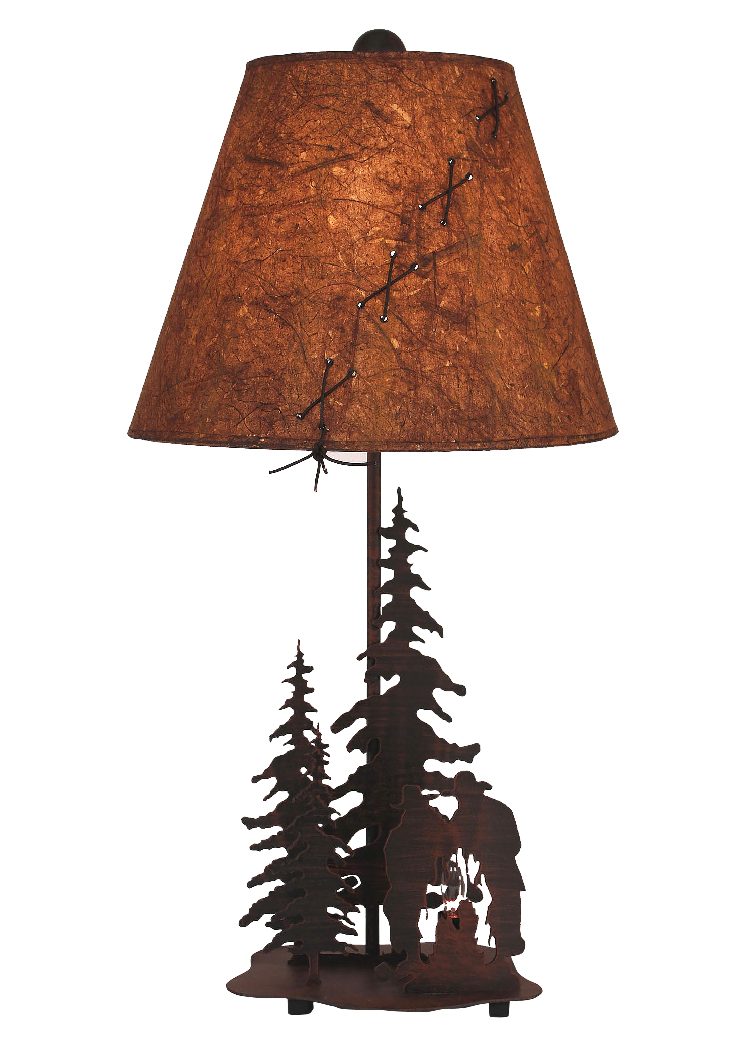 Coast Lamp Manufacturing 26"H Burnt Sienna Small Cowboys Around Campfire Accent Table Lamp With Night Light
