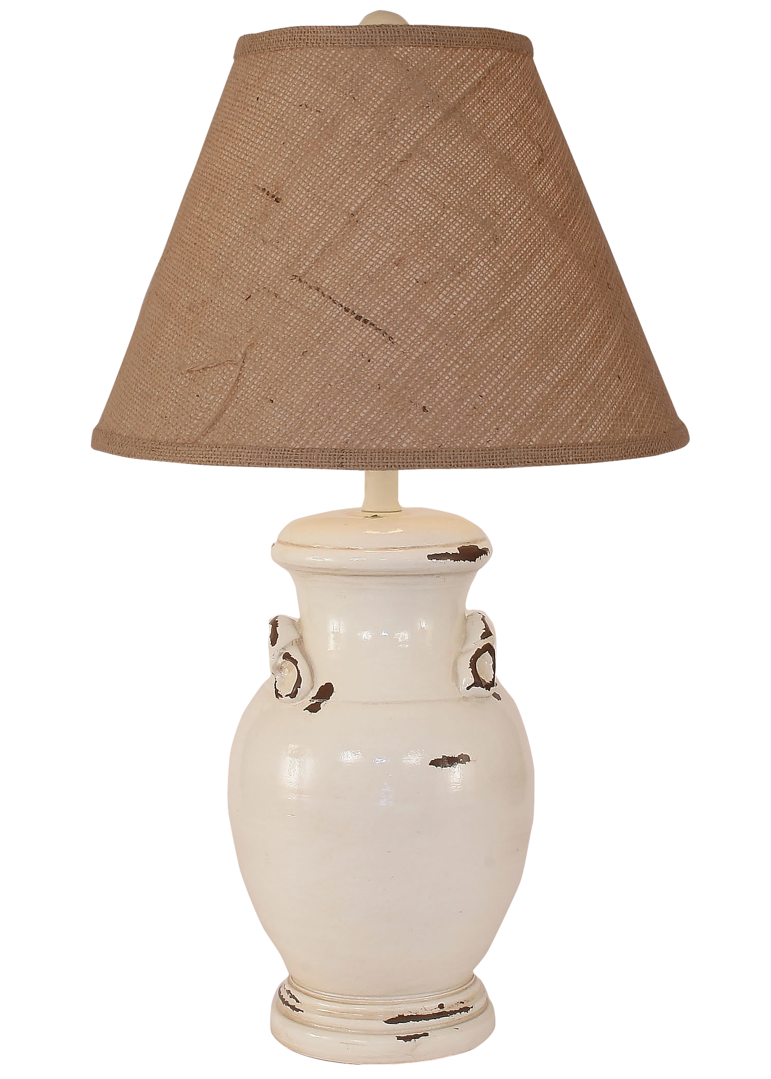 Coast Lamp Manufacturing 27"H Distressed Light Nude Crock Table Lamp With Handles