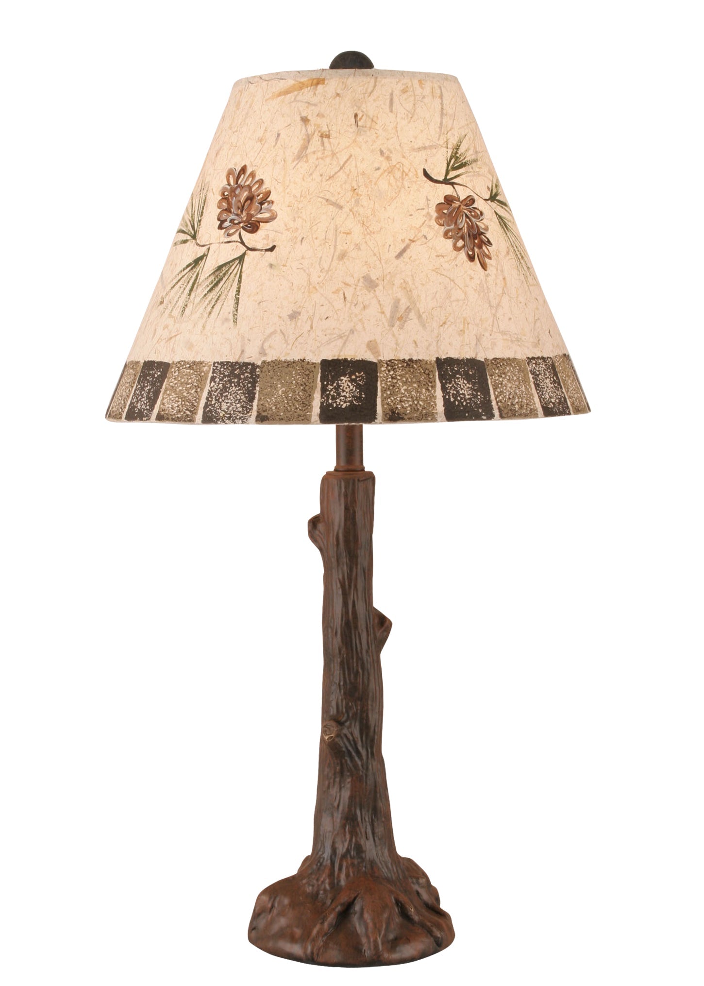 Coast Lamp Manufacturing 27"H Rust Tree Trunk Table Lamp With Pine Cone And Blocks Table Lamp