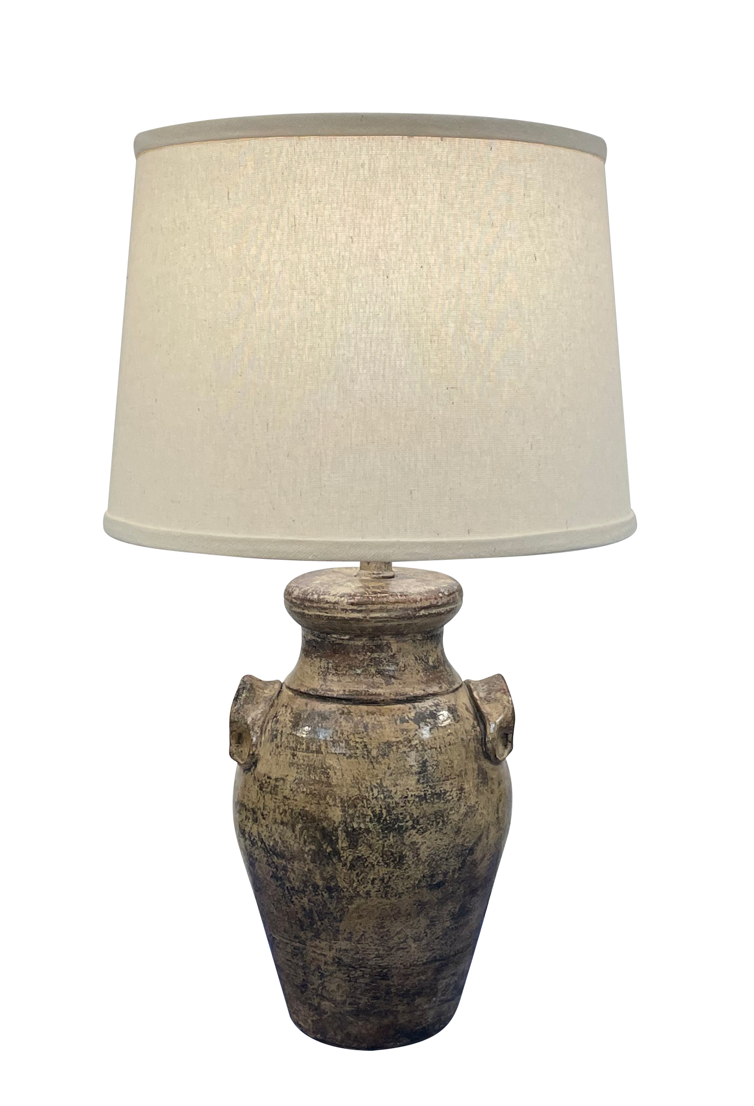 Coast Lamp Manufacturing 27"H Tarnished Cottage Tapered Crock Table Lamp With 2 Handles