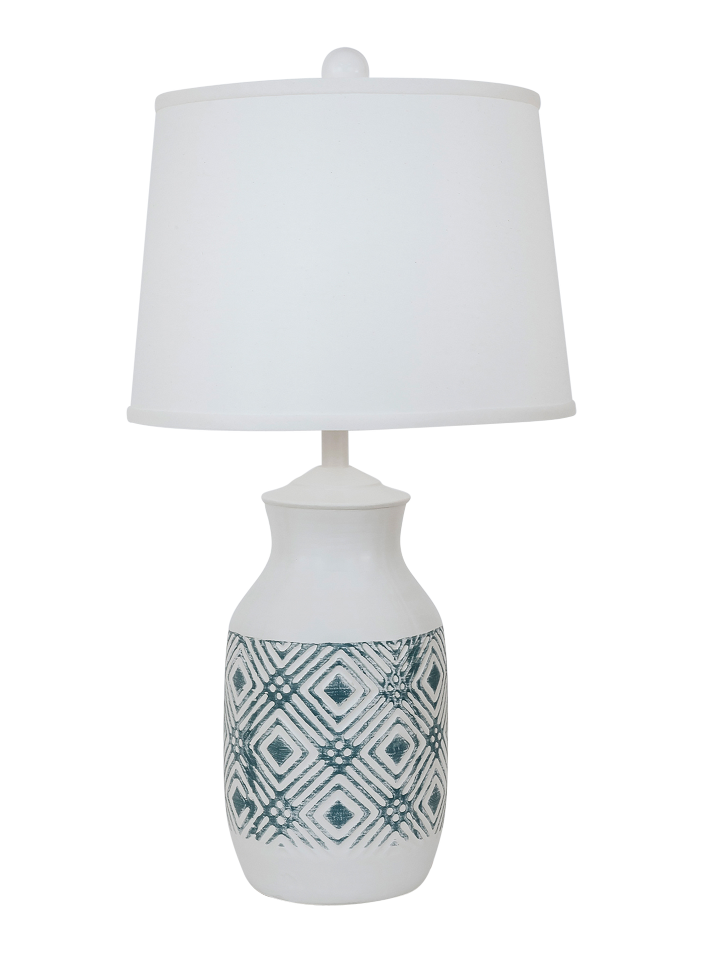 Coast Lamp Manufacturing 27"H Weathered Cottage Round Pot Table Lamp With Diamond Pattern