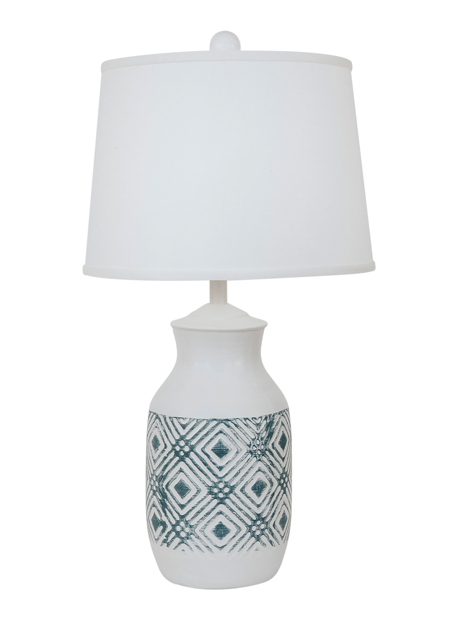 Coast Lamp Manufacturing 27"H Weathered Cottage Round Pot Table Lamp With Diamond Pattern