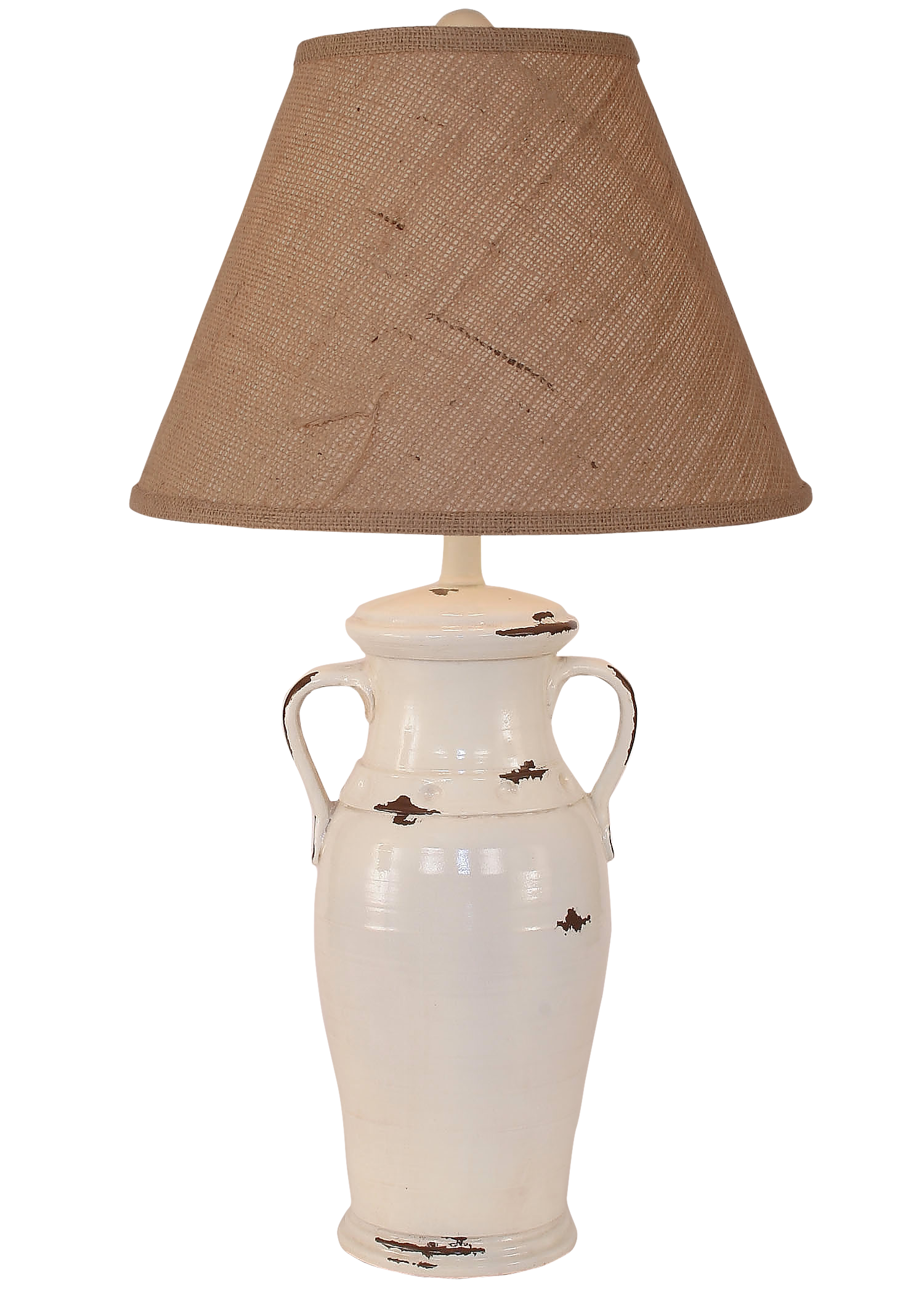 Coast Lamp Manufacturing 28"H Distressed Light Nude 2 Handled Vase Table Lamp