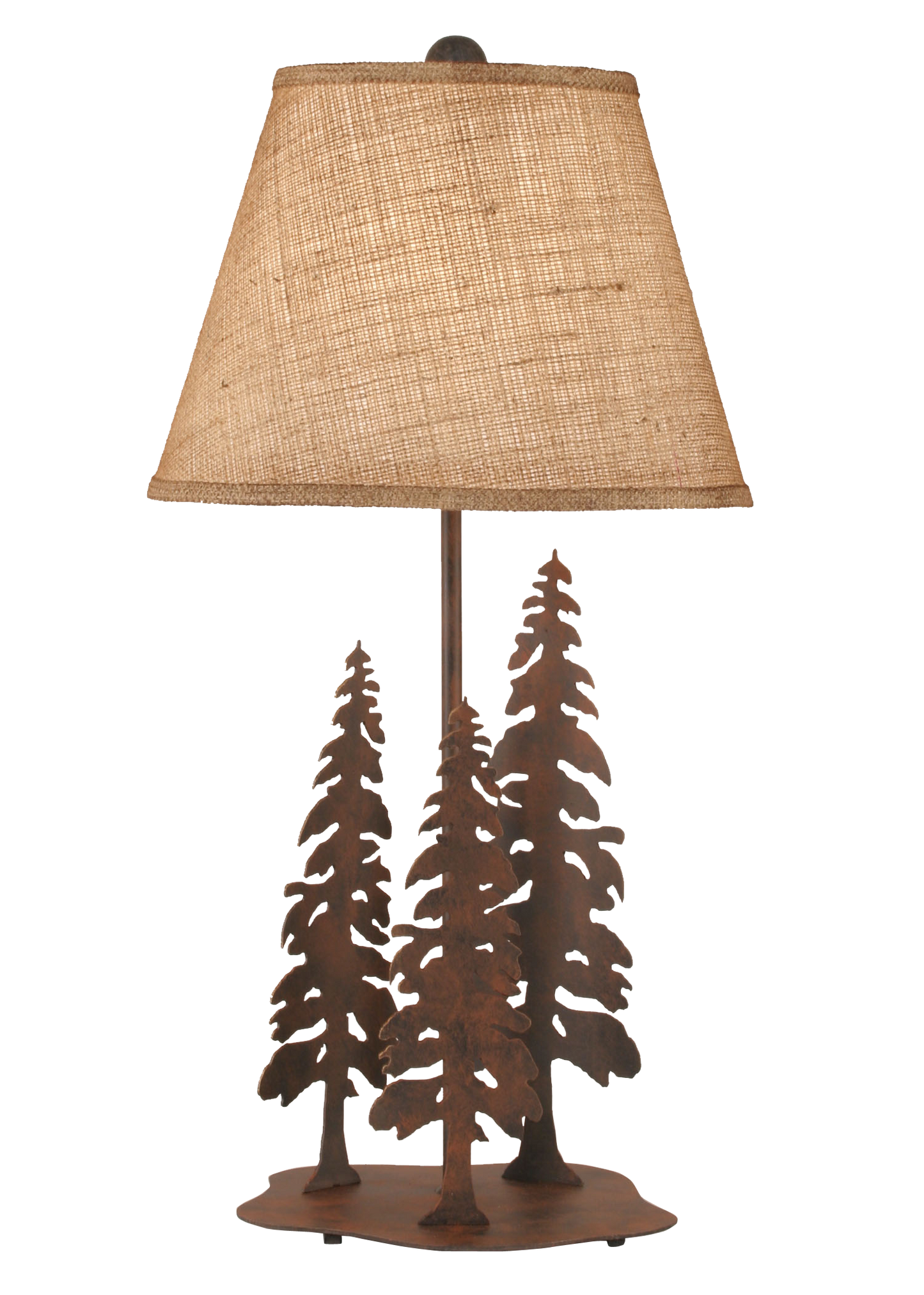 Coast Lamp Manufacturing 28"H Rust Circle Of Trees Table Lamp With Burlap Shade