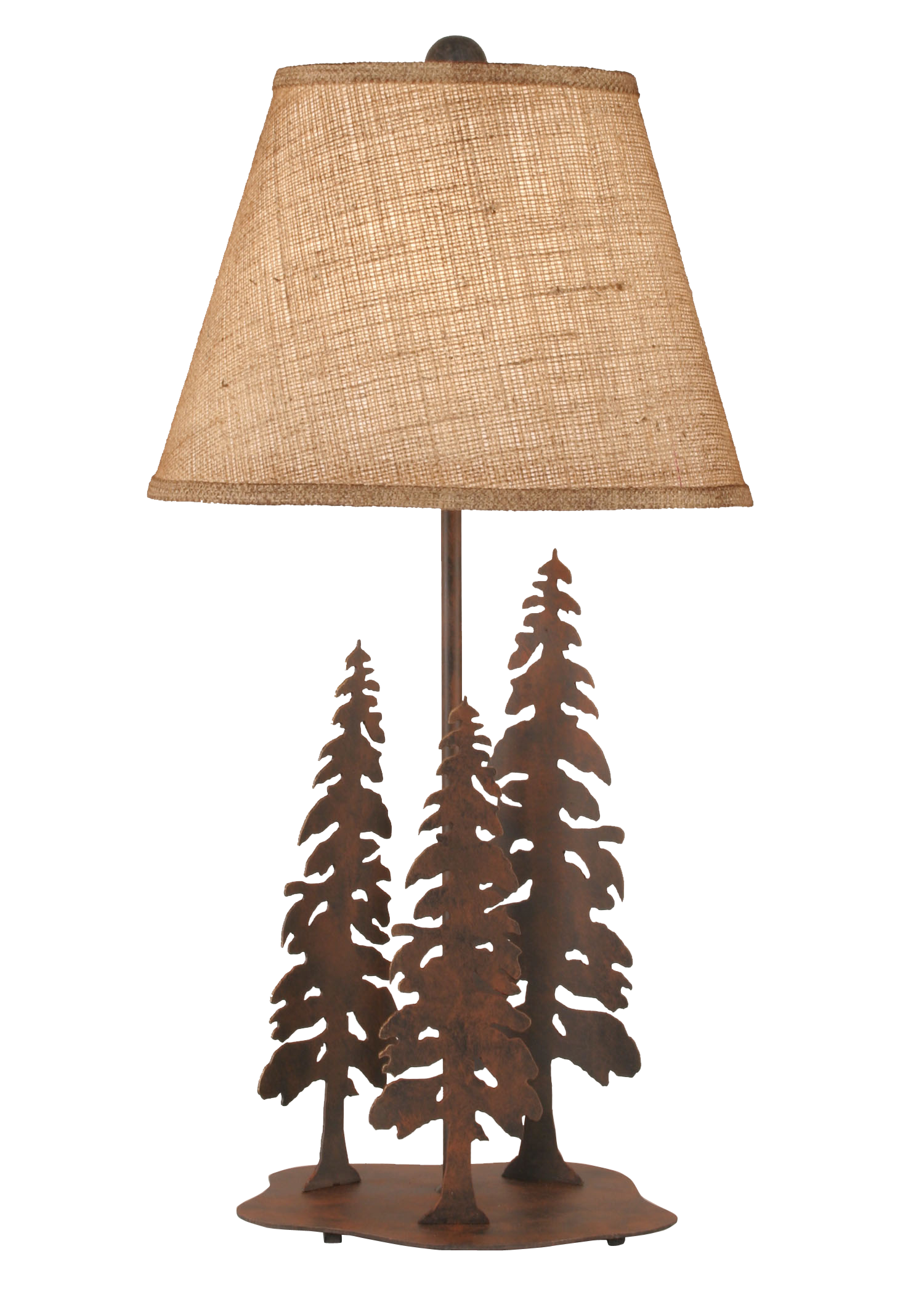 Coast Lamp Manufacturing 28"H Rust Circle Of Trees Table Lamp With Burlap Shade