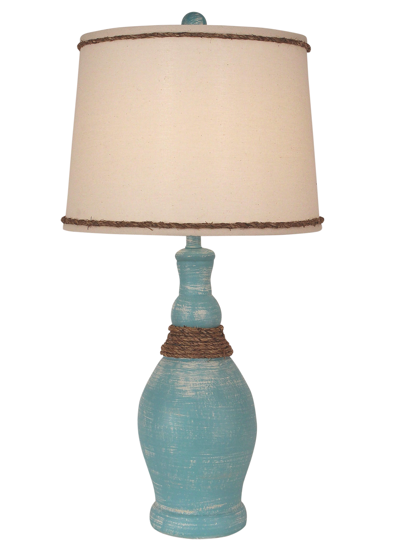 Coast Lamp Manufacturing 28"H Weathered Turquoise Sea Slender Casual Table Lamp With Rope Accent