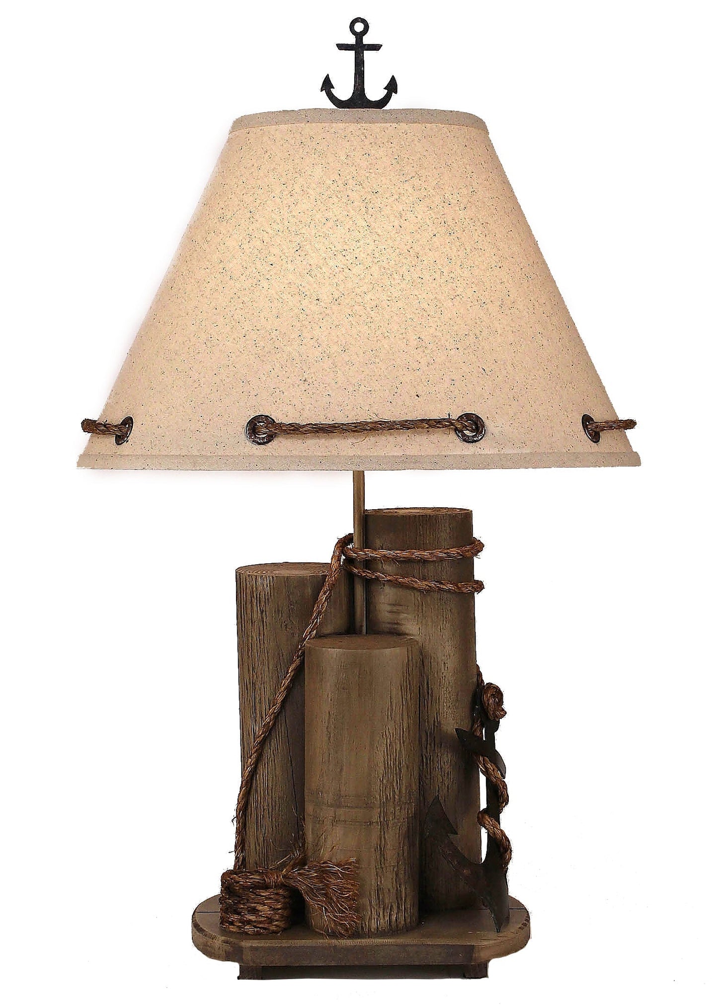 Coast Lamp Manufacturing 29"H Antique Gray Dock Pilings With Tarnished Anchor Table Lamp