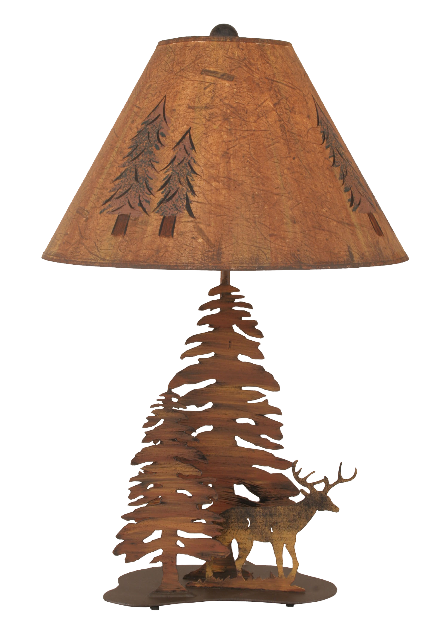 Coast Lamp Manufacturing 29"H Charred 2-Tree And Deer Table Lamp