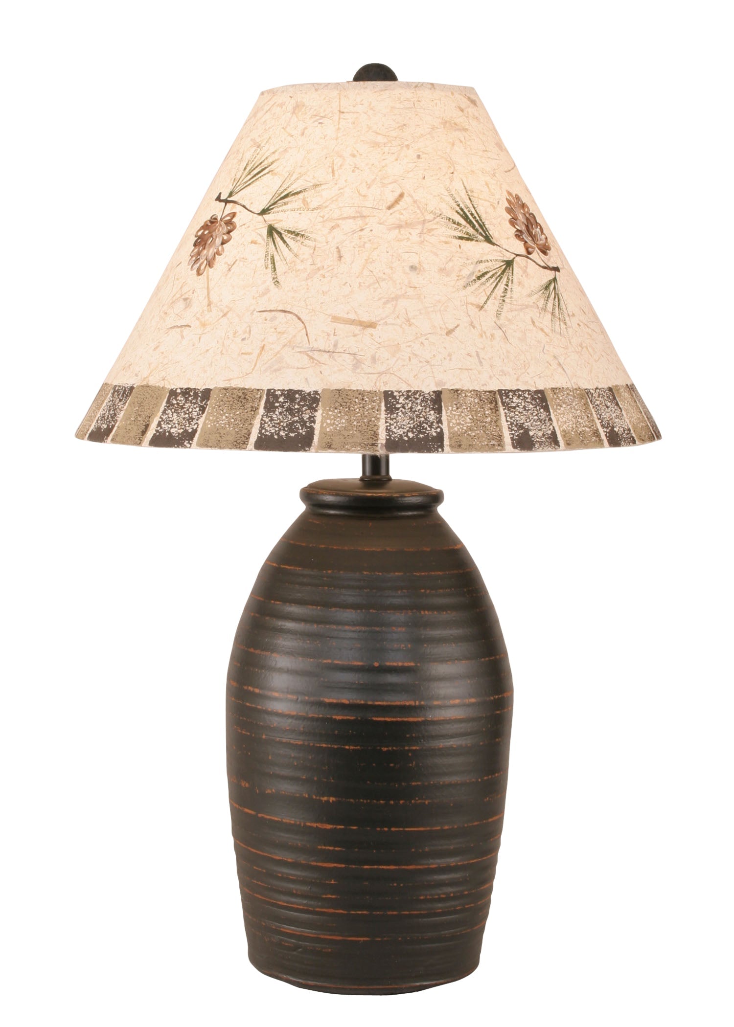 Coast Lamp Manufacturing 29"H Distressed Black Ginger Jar With Pine Cone Shade